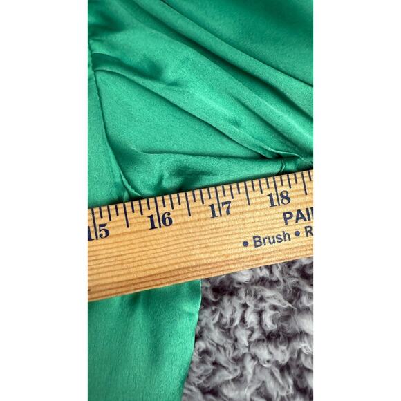 Free People Cooper Maxi Dress Size 10 Green Satin and Lace Short Sleeved - Picture 6 of 10